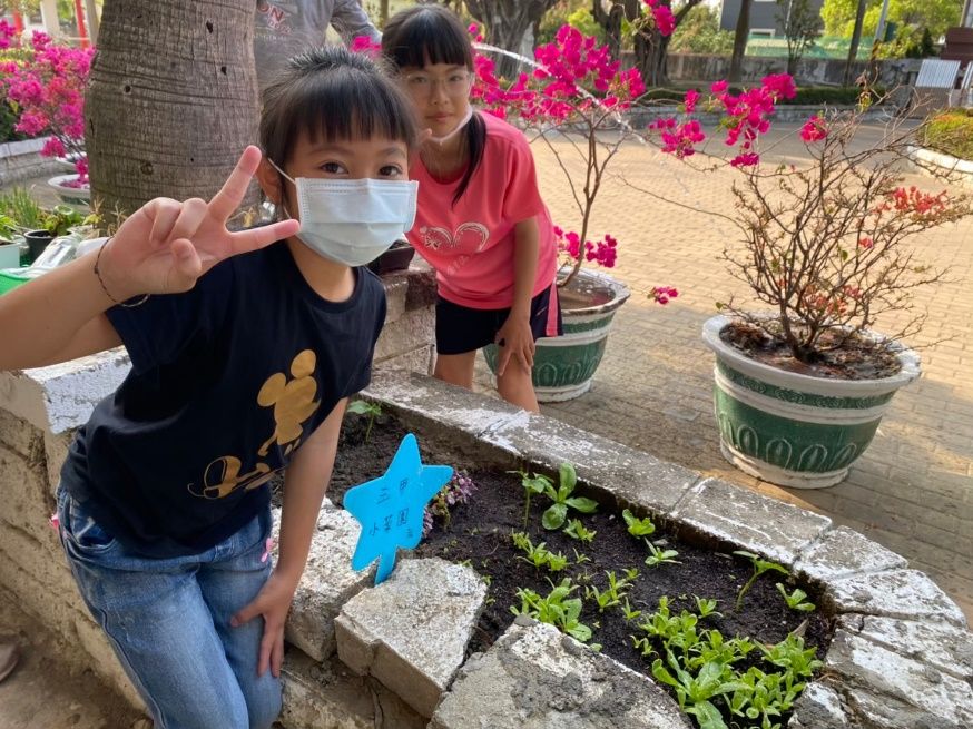 活動照片：廢棄花圃變菜園，翻土種小白菜